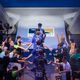 Boston Uprising, led by support players Snow and Neko, walk into the Blizzard Arena (image via Blizzard Entertainment)